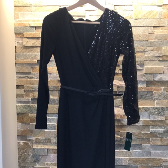 🎁Lauren Ralph Lauren Sequined Maxi Wrap Dress - Picture 4 of 10